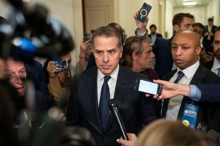 Hunter Biden, son of U.S. President Joe Biden, departs a House Oversight Committee meeting at Capitol Hill on Jan. 10, 2024, in Washington, D.C. 