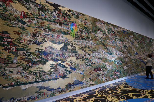 「村上隆 もののけ 京都」の展示風景より、《洛中洛外図 岩佐又兵衛 rip》2023-2024年（部分） ©︎2024 Takashi Murakami/Kaikai Kiki Co., Ltd. All Rights Reserved.