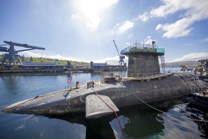 Vanguard-class submarine HMS Vigilant, one of the UK's four nuclear warhead-carrying submarines.