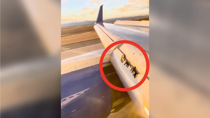 A video taken from a United Airlines flight shows damage to the plane's wing.