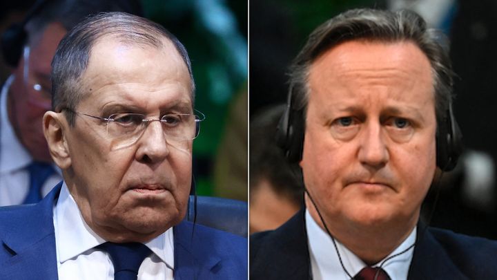 Sergei Lavrov and David Cameron at the G20 meeting in Rio de Janeiro