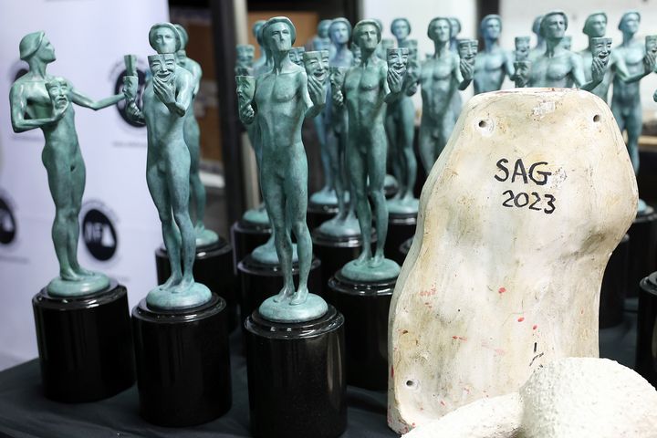 A view of the casting and molding process during the pouring of the actor statuettes for the 30th annual Screen Actors Guild Awards.