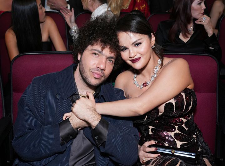 Benny Blanco, left, and Selena Gomez are photographed together at the Emmy Awards on Jan. 15, 2024, in Los Angeles.