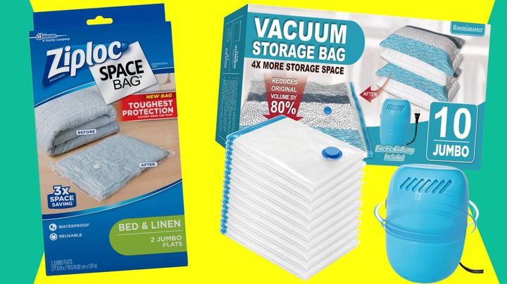 Storage Bags, 10 Medium Space Saver Vacuum Seal Bags with Pump, Space Bags,  Vacuum Sealer Bags for Clothes, Comforters, Blankets, Bedding