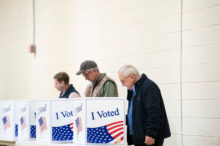 COLUMBIA, SOUTH CAROLINA - FEBRUARY 24: People vote during the South Carolina Republican presidential primary at Kilbourne Baptist Church on February 24, 2024 in Columbia, South Carolina. Nikki Haley is facing off against former U.S. President Donald Trump in the South Carolina Republican primary. (Photo by Sean Rayford/Getty Images)