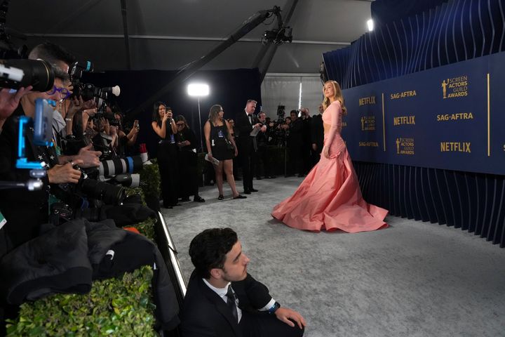Brie Larson arrives at the 30th annual Screen Actors Guild Awards on Saturday, Feb. 24, 2024, at the Shrine Auditorium in Los Angeles. (Photo by Jordan Strauss/Invision/AP)