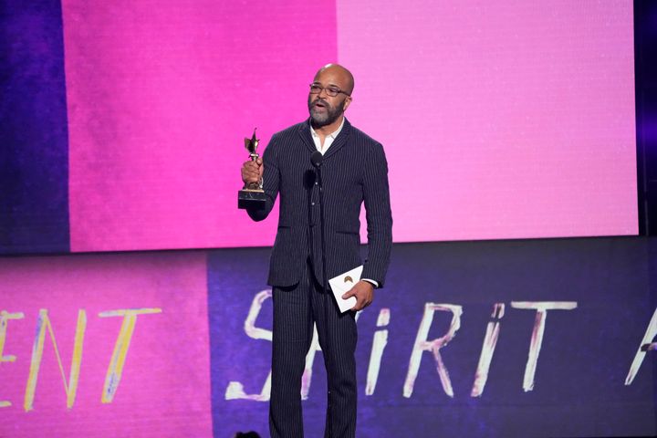 Jeffrey Wright accepts the award for best lead performance for "American Fiction."