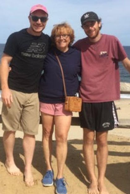 The author with her two sons on Cape Cod. "This is another photo I used on my dating profiles," she writes.