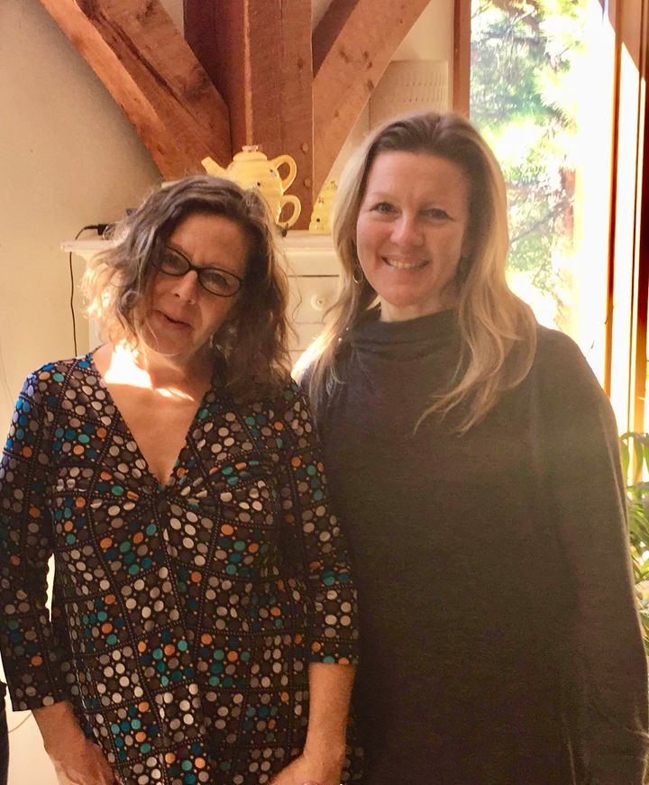 The author (left) and Suzy at Wendy's daughter's baby shower.