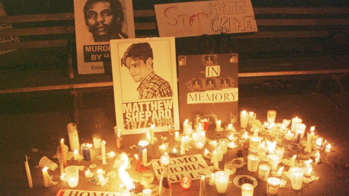 A memorial for Matthew Shepard, a gay college student, who was murdered in Wyoming in 1998. 