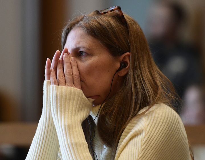 Michelle Troconis appears in court during closing arguments Tuesday in her criminal trial in Connecticut Superior Court in Stamford. Troconis was accused of conspiring and covering up evidence in the 2019 death of Jennifer Dulos.