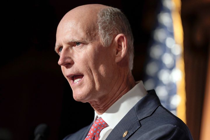 Sen. Rick Scott (R-Fla.) speaks during a news conference on border security and funding on Jan. 10.