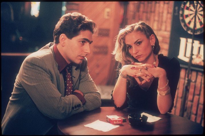 Actors Michael Imperioli and Drea De Matteo on the set of HBO's TV series, "The Sopranos."