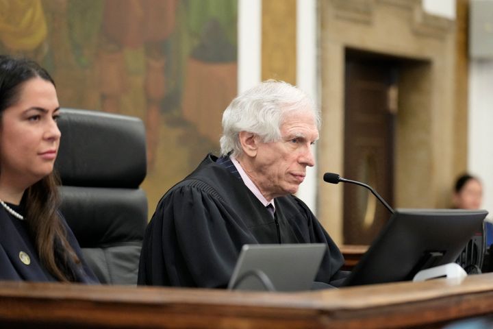 Judge Arthur Engoron listens on Jan. 11 to closing arguments in the Trump Organization civil fraud trial in New York State Supreme Court in Manhattan.