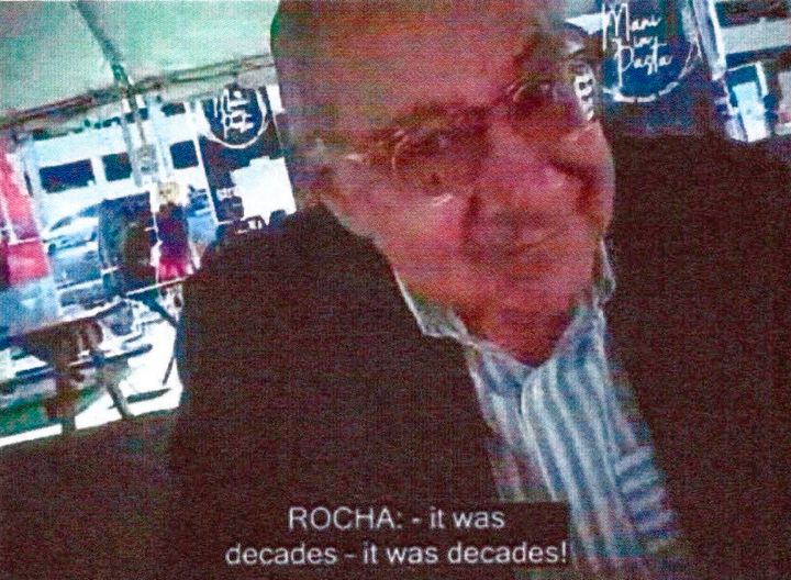 This image provided by the U.S. Justice Department and contained in the affidavit in support of a criminal complaint, shows Manuel Rocha during a meeting with a FBI undercover employee. 