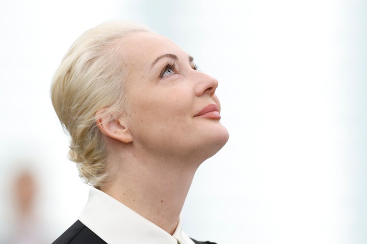 Yulia Navalnaya, widow of Russian opposition leader Alexei Navalny addresses the European Union's parliament on Feb. 28, 2024 in Strasbourg, eastern France.
