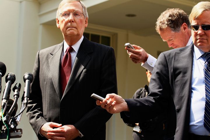 McConnell talks to reporters outside of the West Wing in 2010.