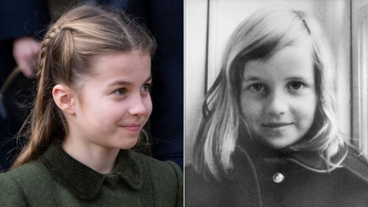 Princess Charlotte, left, last year, and Diana in c. 1965