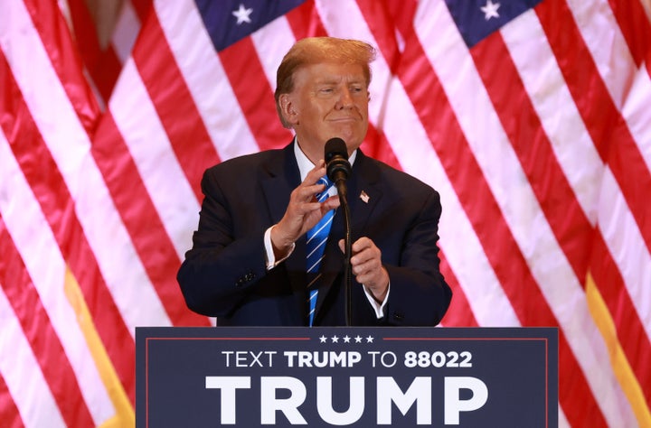 Former President Donald Trump speaks at an election night watch party at Mar-a-Lago on March 5, in Palm Beach, Florida.