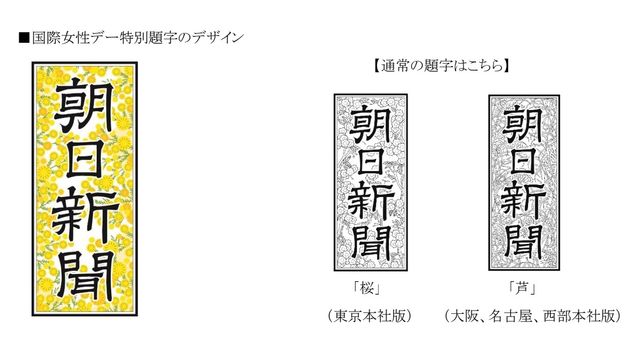 国際女性デーの特別題字と普段の題字