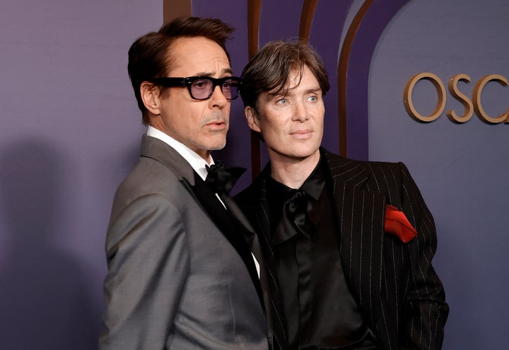 Robert Downey Jr. -- clearly an extrovert -- and Cillian Murphy at the Academy Of Motion Picture Arts & Sciences' 14th Annual Governors Awards in January. 