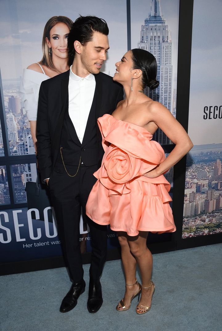 Austin Butler and Vanessa Hudgens at the world premiere of "Second Act" on Dec. 12, 2018, in New York, New York.