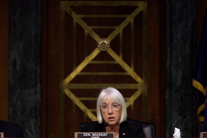 WASHINGTON, DC - NOVEMBER 08: Committee Chair U.S. Sen. Patty Murray (D-WA) speaks during a hearing before Senate Appropriations Committee at Dirksen Senate Office Building on November 8, 2023. (Photo by Alex Wong/Getty Images)