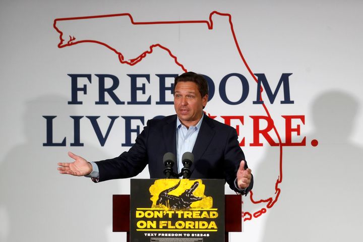 Republican Florida Gov. Ron DeSantis gives a campaign speech in 2022.