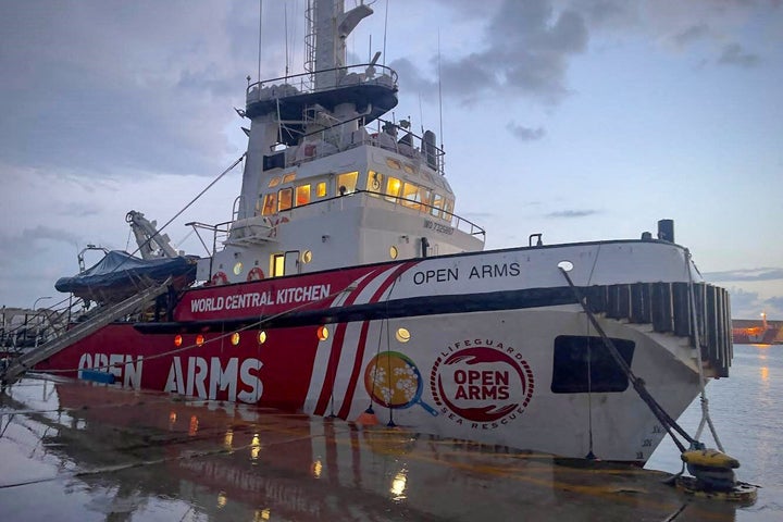 This handout picture released by the Spanish humanitarian NGO Proactiva Open Arms on March 9, 2024 shows the vessel, also called Open Arms, docked in the Cypriot port of Larnaca. A spokeswoman for Open Arms, a charity whose boat docked three weeks ago in the Cypriot port of Larnaca, said "everything will be ready to be able to set sail" later on March 9, though the ship is still stalled one day after the deadline. The Spanish aid group has partnered with US charity World Central Kitchen to prepare the first aid delivery via the sea route that the EU Commission hopes will open this weekend.