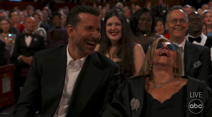 Cooper and his mother, Gloria Campano, clearly loved Kimmel's roasting. 