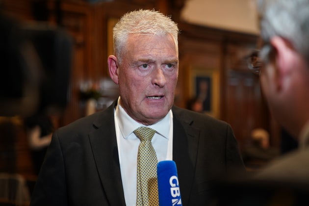 Former Tory deputy chairman Lee Anderson doing media interviews at the Institute for Civil Engineers in central London, following the announcement that he is defecting to Reform UK.