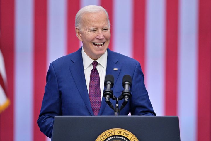 President Joe Biden speaks at a campaign rally in Goffstown, New Hampshire, on Monday. He has kept a busier campaign schedule since his State of the Union speech on Thursday.