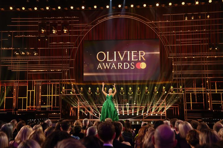 Host Hannah Waddingham performs onstage at The Olivier Awards last year.