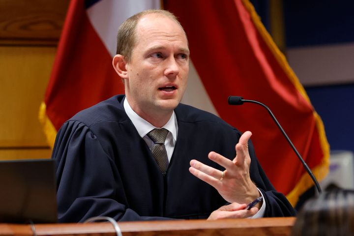 Fulton County Superior Judge Scott McAfee presides in court, Friday, March, 1, 2024, in Atlanta. (AP Photo/Alex Slitz, Pool)