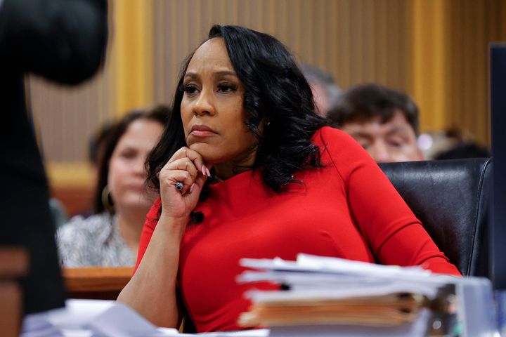 ATLANTA, GA - MARCH 01: Fulton County District Attorney Fani Willis looks on during a hearing in the case of the State of Georgia v. Donald John Trump at the Fulton County Courthouse on March 1, 2024, in Atlanta, Georgia. (Photo by Alex Slitz-Pool/Getty Images)