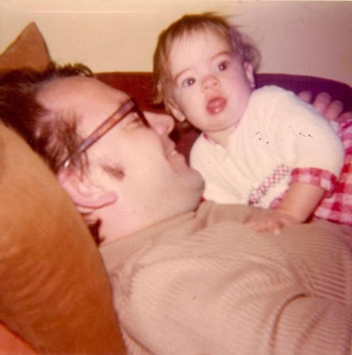 The author with her father in New Brunswick, Canada, in 1973.