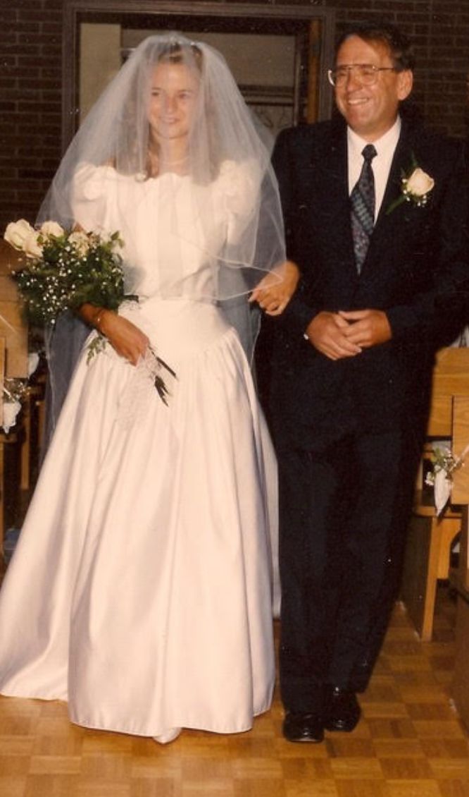 The author with her father on her wedding day in Nova Scotia in 1994.