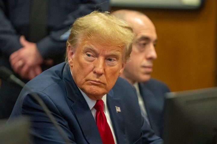 Republican presidential candidate and former President Donald Trump attends a pretrial hearing in Manhattan for the one criminal trial he faces that is sure to end prior to the Nov. 5 election.