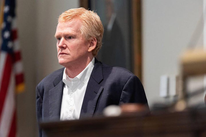 Alex Murdaugh stands next to the witness booth during a break in his trial for murder at the Colleton County Courthouse on Feb. 23, 2023, in Colleton County, South Carolina.