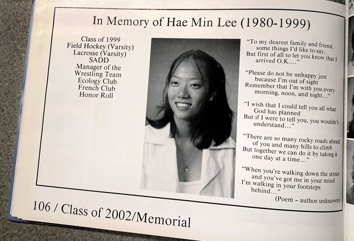 A tribute to Hae Min Lee in a Woodlawn High School yearbook. Lee was abducted and killed in 1999, and classmate Adnan Syed was convicted of her murder in 2000.
