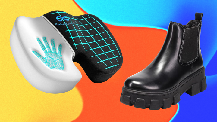 Seat cushion and chunky boots