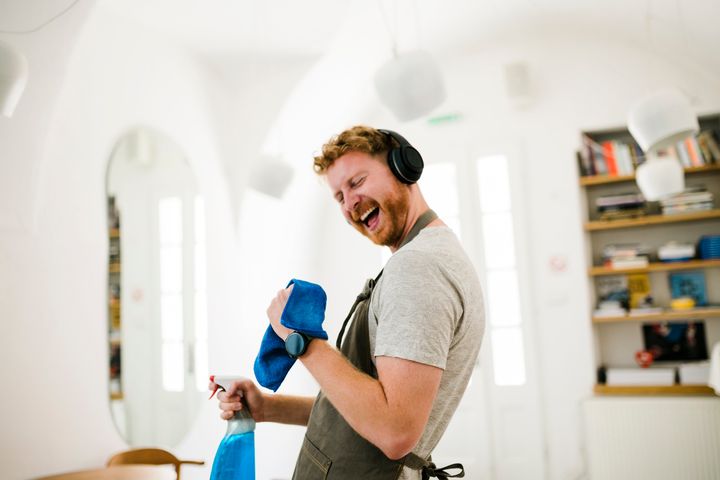 Listening to your favorite podcast only while you clean your apartment can help you achieve your goal of maintaining a tidy living space. 