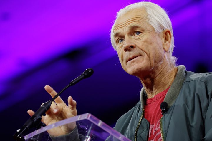 Peter Navarro, a former adviser to former President Donald Trump, speaks at the Conservative Political Action Conference in February. 