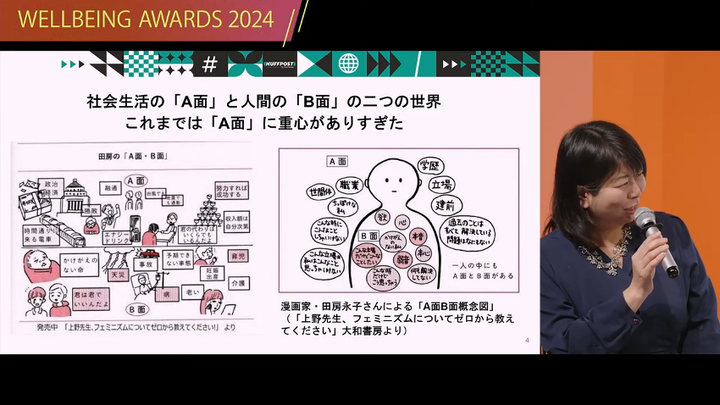 田房永子さんによる「A面B面概念図」を紹介する泉谷編集長