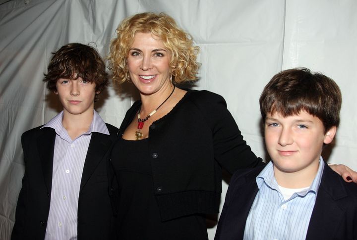 Natasha Richardson and her sons, Micheal Richardson (L) and Daniel Neeson (R), attend the "Billy Elliot: The Musical" opening night on Broadway on Nov. 13, 2008.