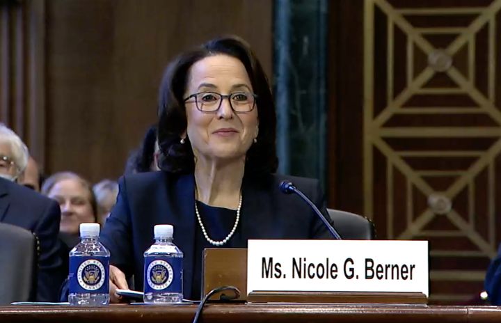 Nicole Berner testifies during her Senate Judiciary Committee nomination hearing in December 2023.
