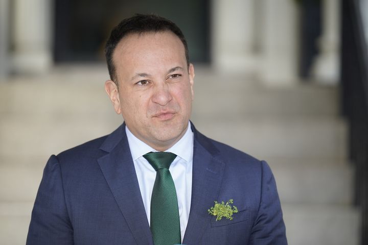 Taoiseach Leo Varadkar speaks to the media at Blair House in Washington D.C., during his visit to the US for St Patrick's Day on March 17, 2024.