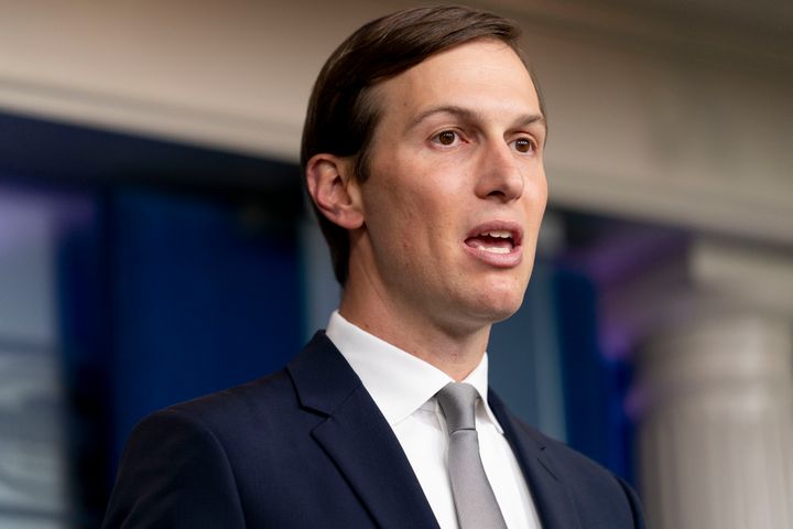 FILE - In this Aug. 13, 2020 file photo, White House senior adviser Jared Kushner speaks at a press briefing at the White House in Washington. (AP Photo/Andrew Harnik, File)
