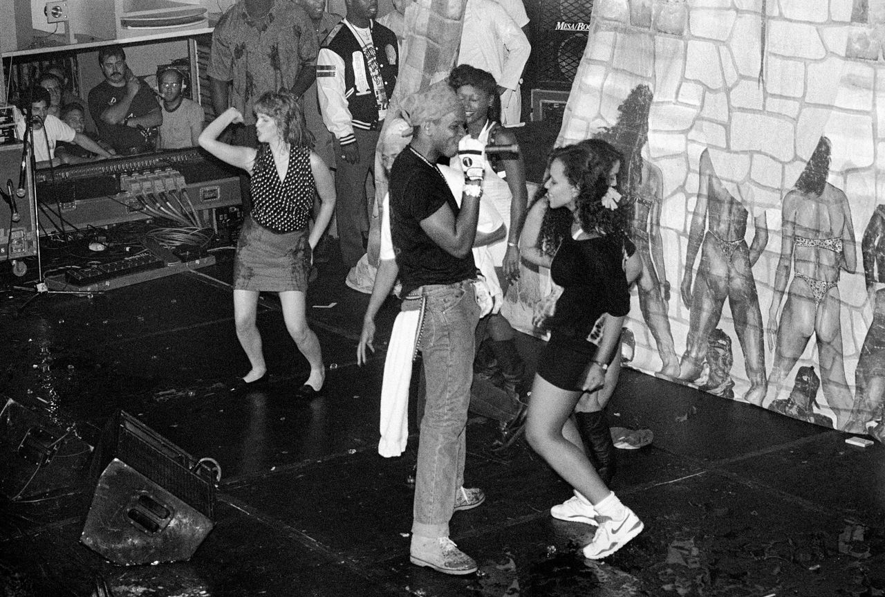 2 Live Crew, pictured here performing in New York City in 1990, were among many acts to use explicitly sexual lyrics with messages for women on how they should perform.