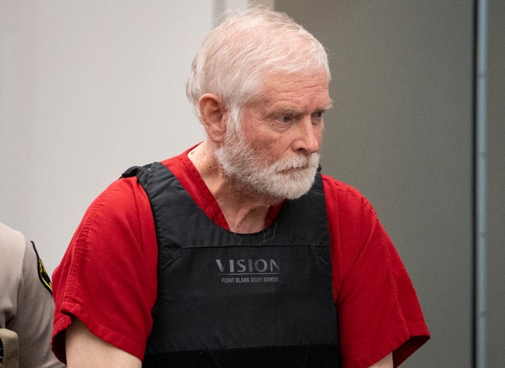 George Alan Kelly enters court for his preliminary hearing in Nogales Justice Court in Nogales, Arizona, on Feb. 22, 2023. Kelly, faces a first-degree murder charge in the fatal shooting of Gabriel Cuen-Butimea, who lived just south of the border in Nogales, Mexico.